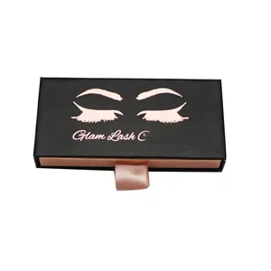 make your own eyelash box packaging private label black rose gold empty drawer custom lashes box vendors