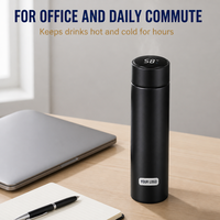Gobelet isotherme sous vide en acier inoxydable 304 de 500 ml avec affichage de la température et infuseur à thé – Cadeau d'affaires, bureau, voiture