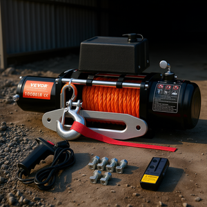 Cabrestante eléctrico Vevor de 10000 lb con cuerda sintética de 12V de acero y control remoto inalámbrico para grúas - Product Image 2