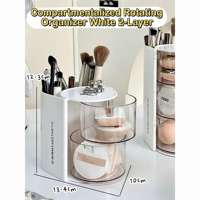 Nouvelle boîte de rangement cosmétique en plastique anti-poussière pour produits de beauté, houppettes, coussinets de maquillage et coquilles de fond de teint sur coiffeuse