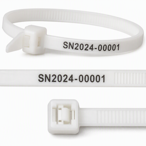 Bridas <span class=keywords><strong>de</strong></span> <span class=keywords><strong>Cable</strong></span> Personalizadas Resistentes al Calor PA66 con Certificación UL94, Bridas <span class=keywords><strong>de</strong></span> <span class=keywords><strong>Cable</strong></span> con Número <span class=keywords><strong>de</strong></span> Serie <span class=keywords><strong>de</strong></span> 200 mm, Hechas en China - Product Image 1