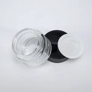 Reasonable Price 15 Ml 20ml Empty Skin Care Glass Cosmetic Lip Balm Cream Jar With Black Lid