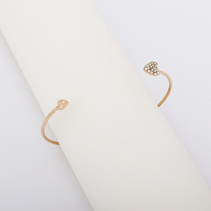 Heart Shape <b>Cuff</b> <b>Bracelets</b> With Rhinestones For Women Gift Jewelry Zinc Alloy Open Bangle <b>Silver</b> And Gold Tone - Product Image 6