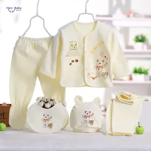 Hao Setelan Baju Wol Bayi Baru Lahir, Setelan Pakaian Katun Lima Potong untuk Bayi Perempuan