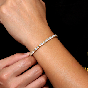 Bracciali Tennis Classici Placcati <span class=keywords><strong>Oro</strong></span> 14k con Zirconi Cubici 5A, Gioielli Raffinati, Regali, 4mm 3mm, per <span class=keywords><strong>Donna</strong></span> e Uomo - Product Image 6