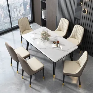 Chaises de salle à manger modernes en cuir PU de style italien mobilier de maison et de restaurant avec cadre en métal ensemble de meubles de maison