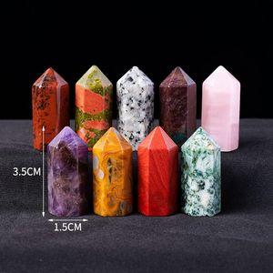 Natürliche sechseckige polierte Edelstein verzierungen Heilung Aura Fluorit Turm Crystal Point Tower Kristalls täbe - Product Image 3