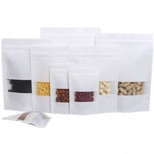 Sacs en kraft blanc en gros 9x14cm, recyclables, avec fenêtre dépolie et fermeture éclair, pack promotionnel - Product Image 2