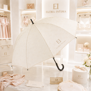 Parasol élégant de 23 pouces, coupe droite, en pongé imperméable et coupe-vent, avec impression monogramme personnalisée sur toute la surface, pour marque de luxe. - Product Image 1