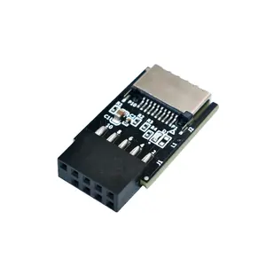 Nueva versión USB 2,0 Cabezal de panel frontal de 9 pines A Adaptador interno tipo E con LED de alimentación de 5V