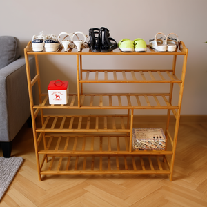 Scarpiera a 6 Ripiani in Bambù, Colore Legno, Portatile, Multifunzione, Arredamento per Soggiorno - Product Image 2