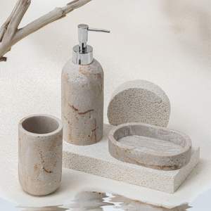 Skymoving Nuovo <span class=keywords><strong>Set</strong></span> da <span class=keywords><strong>Bagno</strong></span> di Lusso in Resina Effetto <span class=keywords><strong>Marmo</strong></span> da 3 Pezzi, Design Elegante e Personalizzato, <span class=keywords><strong>Accessori</strong></span> da <span class=keywords><strong>Bagno</strong></span> in Poliresina Marmorizzata per la Casa - Product Image 5