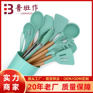Kitchen & Dining Silicone Utensil Set 12 Piece Wooden Handle Cooking Tools For Kitchen - Product Image 5