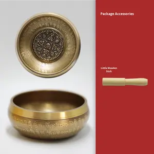 Cuenco para cantar de Yoga y meditación, acabado antiguo de cobre martillado a mano para decoración de escritorio de oficina en casa, regalo de relajación - Product Image 6