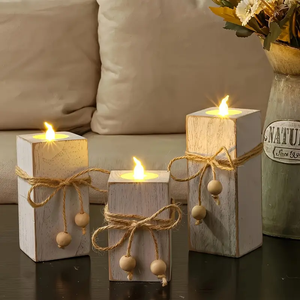 Giáng Sinh Bằng Gỗ Người Giữ Nến Nến Bàn Đám Cưới Nến Chủ Sở Hữu Trắng Trụ Cột Nến Chủ Sở Hữu Gỗ Nến Chủ Số Lượng Lớn - Product Image 3