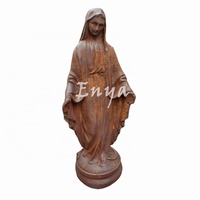 Statue de la Vierge Marie en fer forgé, imitation antique, artisanat religieux catholique, vente en gros, pour jardin extérieur, aspect rouillé naturel, Vierge Marie