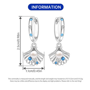 Pendientes/argollas de cobre blanco de nuevo estilo, con diseño de concha que no se decolora, originales, de alta gama, al por mayor para mujer - Product Image 2