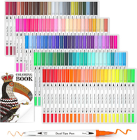Stylo pinceau double pointe Bonvada, prix d'usine, ensemble de marqueurs de calligraphie à double tête avec pointes fines, 24-120 couleurs, ensemble de marqueurs artistiques