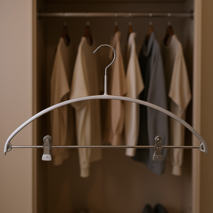 Colgador de ropa Mawa Economic Combination con gancho de metal, 42 cm, plateado, con puente metálico y 2 clips, paquete de 5 - Product Image 3