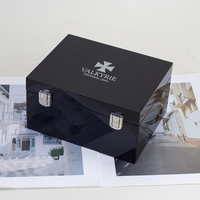 Boîte à montres en bois MDF de luxe sur mesure, 2 emplacements, avec laque haute brillance et serrure, boîte de rangement pour montres doublée de suède de luxe, fabricant