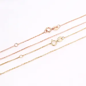 14k Yellow Gold Necklaces Adjustable 1mm 18inch Plain Cable Chain Necklace 450mm karat Rolo Chains