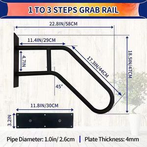 Pasamanos de pared para exteriores en forma de U negro mate GQK para escalones Producto de hardware funcional - Product Image 5