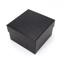 Boîte à montre carrée en carton imitation cuir motif litchi avec couvercle et base, boîte d'emballage pour bracelet, boîte à bijoux pour un seul article