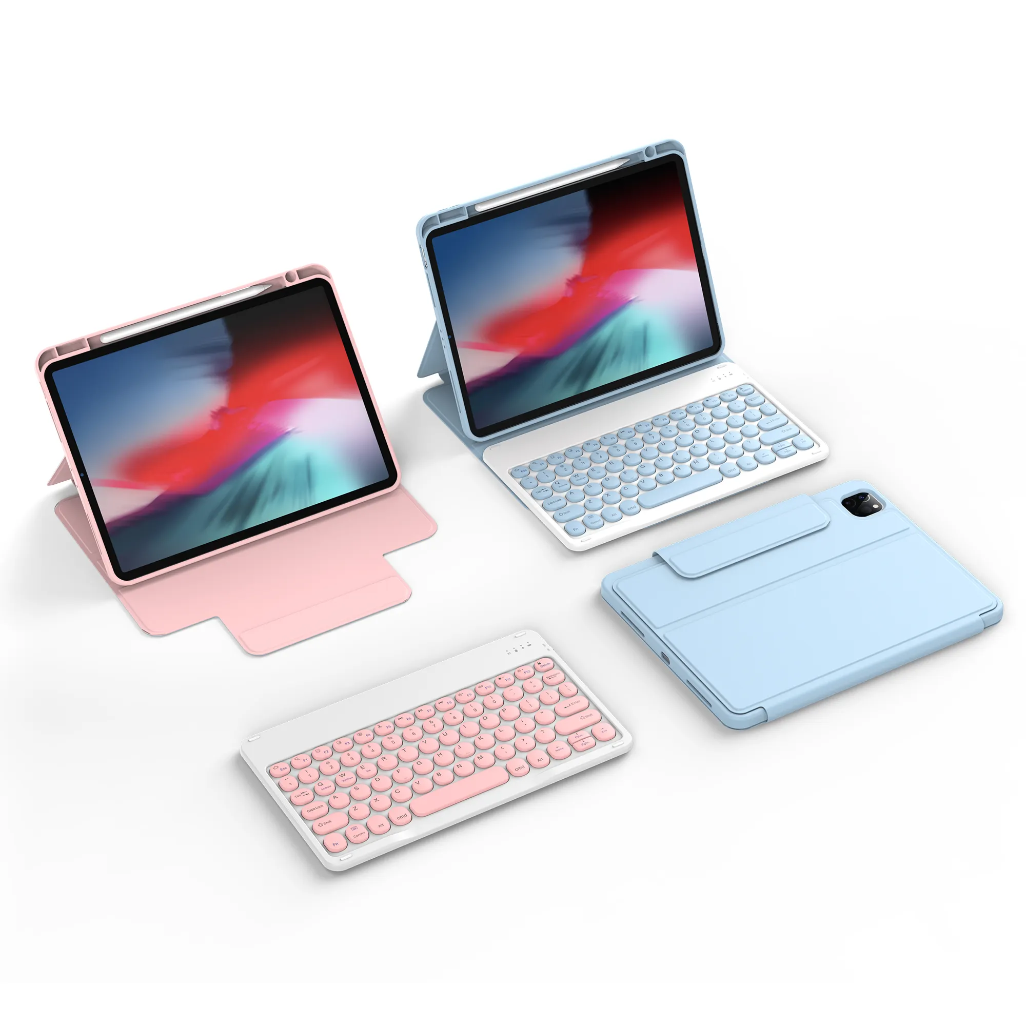 Clavier magnétique séparé 2 en 1 avec étui clavier de protection portable multicolore pour iPad Air Pro, vente en gros