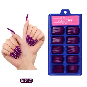 MEETNAIL 100PCS False Nails Tips Lady French Style Acrylic Artificial Tip Manicure 10 Sizes for Nail Art Salons and Home DIY