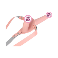 Harnais de couple Huawen avec vibromasseur double tête en silicone, équipement de bondage, jouets sexuels pour lesbiennes, dildos