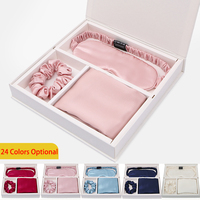 Ensemble de taies d'oreiller en soie de mûrier 100% 19, 22, 25 Momme avec masque de nuit et chouchou, personnalisable avec logo