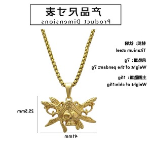 yunnique Skull <b>Titanium</b> Steel Necklace Gold Stainless Steel Pendant Minimalist Fashion Jewelry for Women and Men - Product Image 2