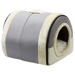 Manufacturer wholesale Warm Soft Plush Washable Foldable Dog Cave Bed Small Keep warm in autumn and winter Pet House