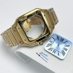 Caja y Correa <span class=keywords><strong>de</strong></span> Acero Inoxidable Dorado <span class=keywords><strong>de</strong></span> 38 mm Cuadrados Personalizadas ODM/OEM, Esfera <span class=keywords><strong>de</strong></span> 27 mm, Accesorios para Relojes con Movimiento NH35/NH36/NH34 - Product Image 3