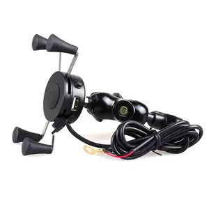 Soporte Para Celular De Motocicleta 9V-30V Universele Auto Scooter Usb Oplader Mobiele Telefoon Houder Mount X Grip