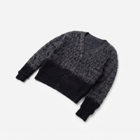 Cardigan en maille pour homme en mohair, respirant, à motif rayé épuré, avec logo personnalisé au dos et au col, idéal pour l'automne