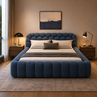 Voxhome – Ensemble de lit moderne en bouclette, cadre souple King/Queen, structure en acier et bois, mobilier de chambre à coucher