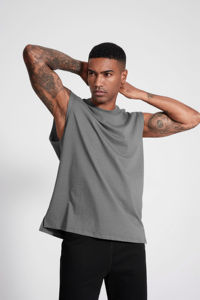 Kaos Sorona Tanpa Lengan Model Amerika Leher Bulat Bahu Lebar untuk Pria, Cocok untuk Olahraga dan Kebugaran Basket - Product Image 2