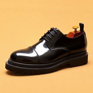 Zapatos formales de cuero de tres piezas con puntera, forro de cuero de grano superior, estilo británico, charol, Oxford de negocios con cordones, transpirables - Product Image 5