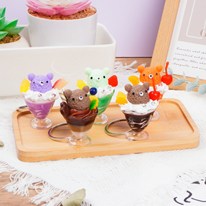 Hot Sale <b>Cute</b> <b>Bear</b> Ice Cream 3d Keychain Fake Food Dessert Key Chain Ornament Mini Food Car Key Decoration Plastic Craft - Product Image 5