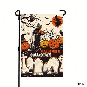 Halloween-Themed 12x18in Waterproof Adjustable Polyester <b>Garden</b> Flag Custom Design Fiberglass <b>Pole</b> Double-Sided <b>for</b> Yard Decor - Product Image 2