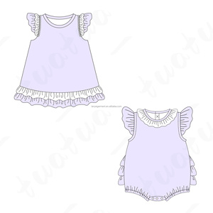 Pagliaccetto personalizzato all'ingrosso del bambino del Boutique vestito in bianco del cotone 100% svolazzano senza maniche di nuovo a scuola per bambini vestiti la bambina del bambino - Product Image 5