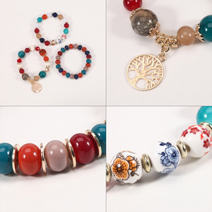 Nuevo Conjunto de Pulseras Elásticas de Cuentas de Vidrio Hechas <span class=keywords><strong>a</strong></span> Mano con Dije Geométrico del Árbol de la Vida para Mujer, Regalos Bohemios para Bodas y Fiestas - Product Image 6