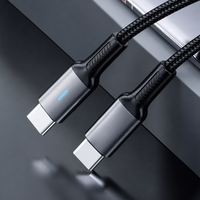 Câble USB-C tressé en nylon avec LED et arrêt automatique 3A, charge rapide intelligente, protection de la batterie pour smartphone