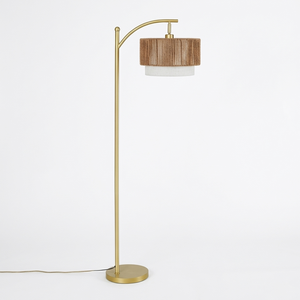 Slim Gold Floor Lamp <b>Plug</b> in Modern Standing Floor Lamp Curved Floor Lamp Led Floor Lamp Fabric Shade for Sofa Corner - Product Image 6