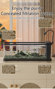 <span class=keywords><strong>Aquarium</strong></span> écologique pour l'aménagement paysager domestique, réservoir de poissons en plastique transparent, <span class=keywords><strong>aquarium</strong></span> en acrylique de bureau avec filtre latéral - Product Image 3