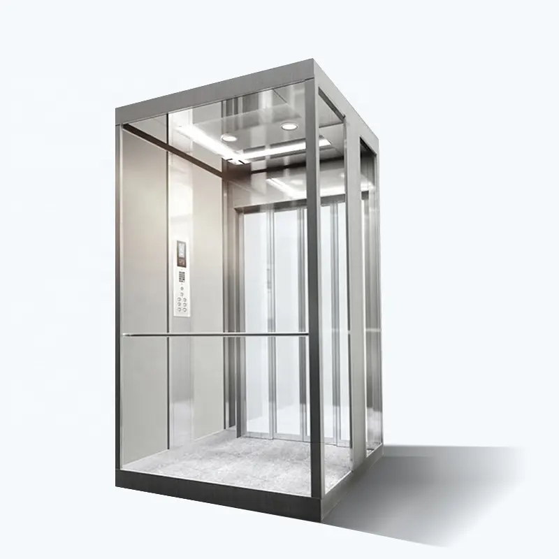 Ngoài trời trong nhà shaftless khu dân cư thủy lực Lift cabin hành khách an toàn bánh 2 tầng Side Door Lift nhỏ cao