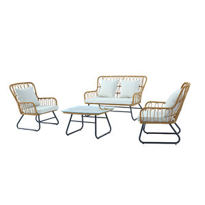 देश शैली आउटडोर वक्र फ्रेंच बिस्ट्रो रेस्तरां कस्टम बूथ स्लीपर फर्नीचर 3 रतन सोफा फिट के साथ - Product Image 5