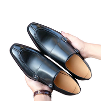Chaussures habillées Blake Hand Welt pour hommes, style britannique, en cuir, à bout carré, avec deux brides, à enfiler, pour mariage et occasions formelles