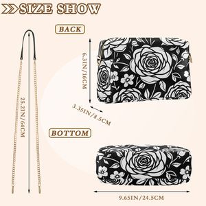 Wholesale Rose Crossbody Bag with Chain Custom <b>Purse</b> for Women Vintage Flower Print <b>Small</b> Square Shoulder Bag for Party - Product Image 6